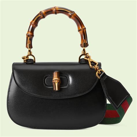 Borsa a mano Gucci Bamboo 1947 in pelle nera 